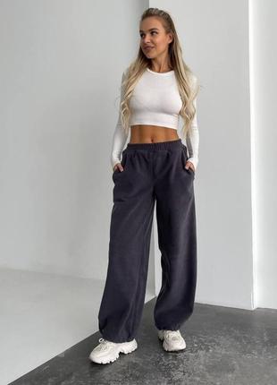 Женские широкие флисовые брюки, джоггеры, женккие ширинкие флисовые брюки, джоггеры, брюки