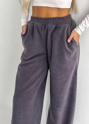 Женские широкие флисовые брюки, джоггеры, женккие ширинкие флисовые брюки, джоггеры, брюки