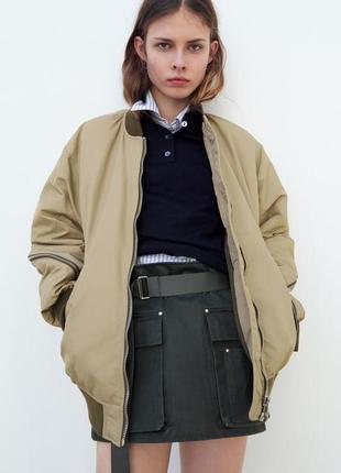 Водовідштовхувальна стьобана куртка-бомбер zara розмір m,  l