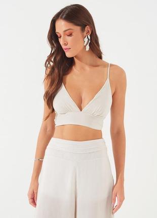 Белый праздничный новогодний сексуальный атласный шелковый топ zara