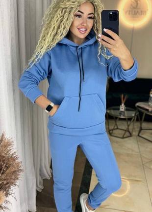 Спортивный костюм женский базовый теплый флисовый на флисе с капюшоном черный серый бежевый синий осенний на осень демисезонный батал