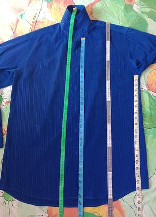 Fen pile excellent 100% silk. шелковая рубашка-рубаха шелк натуральный цвет электрика3 фото