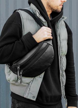 Мужская поясная сумка бананка из экокожи azolчерная