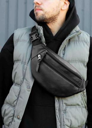 Мужская поясная сумка бананка из экокожи azolчерная