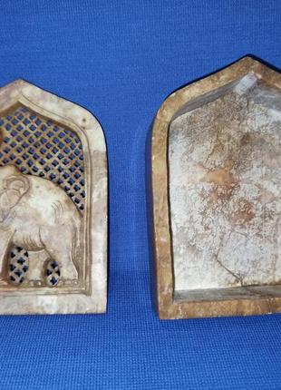 Каменная винтажная шкатулка индийская со слоном