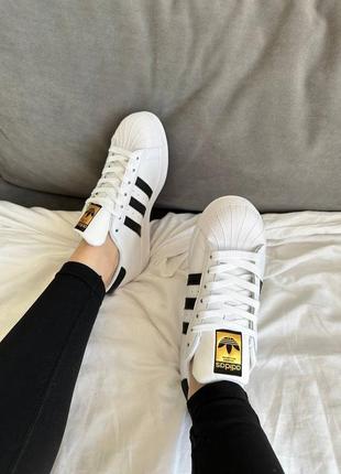 Жіночі/чоловічі кросівки adidas superstar 2w white /  black premium9 фото