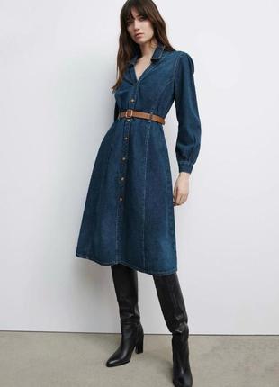 Джинсове плаття довжини міді джинсова сукня денім