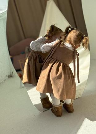 Сарафанчик на бретелях коричневый для девочки