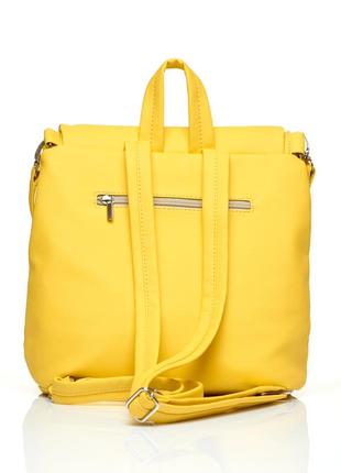 Жіночий рюкзак-сумка sambag loft строчений жовтий9 фото