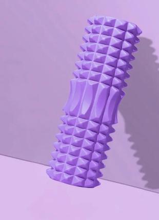 Ролик масажний для йоги та фітнесу, валик гімнастичний, фіолетовий 33 х 13 см