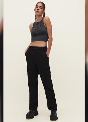 Джинси широкі з високою посадкою stradivarius denim jeans