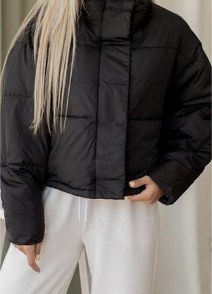Черный пуховик asos пуффер куртка оверсайз свободная