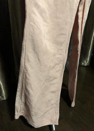 Брюки лен цвета пудры палаццо 2