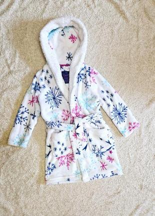 Халат для дома,домашний халат, плюшевый халат, халат в снежинках, белый халат