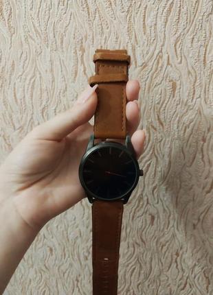 Качественные базовые коричневые мужские часы с ремешком из кожи кожаные мужские часы