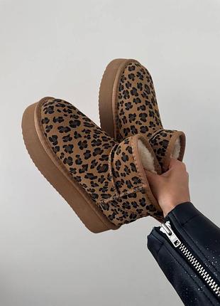 Угги ugg кольору ultra mini platform ginger leopard suede3 фото