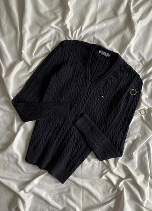 Синий базовый хлопковый свитер в косы AAPE tommy hilfiger