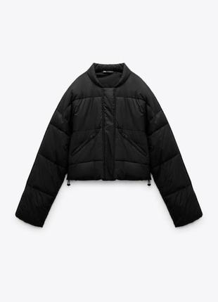 Чорна куртка пуффер на холодну погоду зимова zara