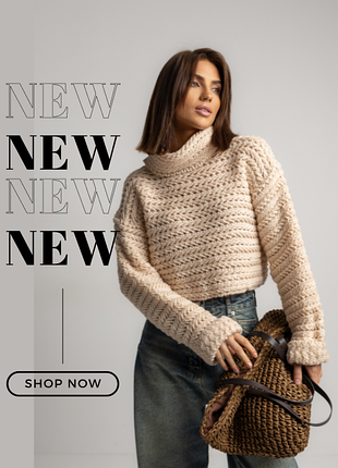 Стильний укорочений светр з ажурної в'язки