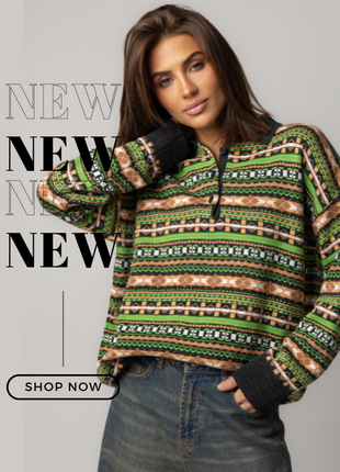 Стильна кофта-поло з яскравим орнаментом