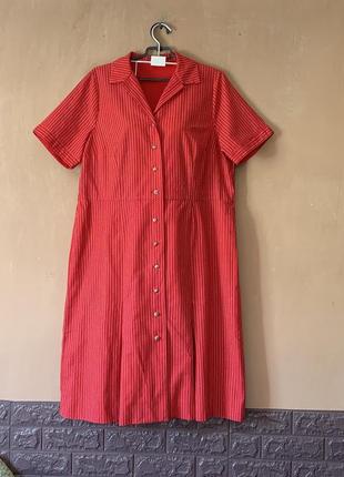 Винтажное платье-платье красная неповторимый дизайн ткань натуральная