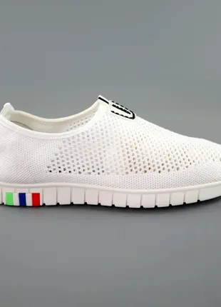 Жіночі білі літні кросівки-сліпони сітка,текстильні дихаючі на літо з сіточкою,жіноче літнє взуття1 фото