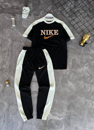 Мужской костюм nike на осень в черно-белом цвете premium качества, стильная и удобная модель