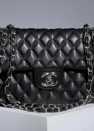 Chanel 2.55 black silver 25 х 16 х 7 см