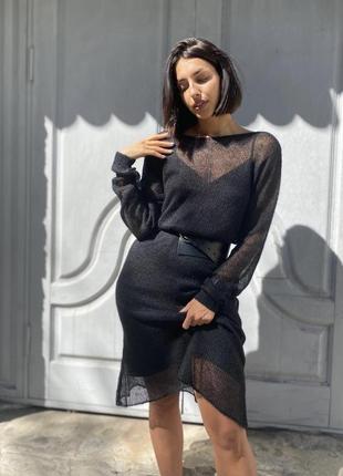 Вʼязане платьег із кідмохера павутинка шовкова комбинация ручная🖤