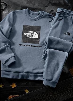 Мужской теплый спортивный костюм The North Face свитшот и штаны | спортивный костюм на флисе зе норс фейс топ