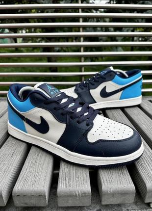 Кроссовки nike air jordan 1 low (blue & white)8 фото