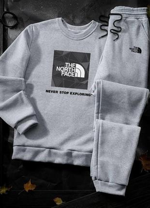 Мужской теплый спортивный костюм The North Face свитшот и штаны | спортивный костюм на флисе зе норс фейс топ