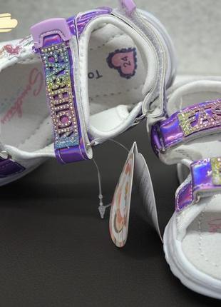 Том.м дитячі босоніжки сандалі фіолетові дівчаткам на 3 липучках6 фото