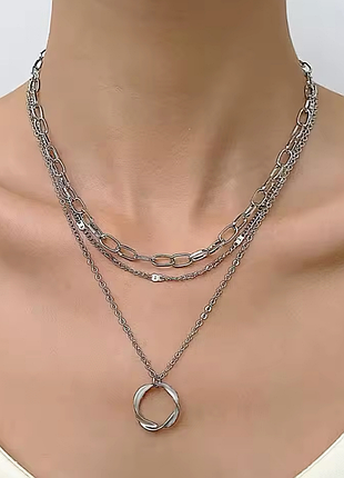 Тройная цепочка с кулоном-круг