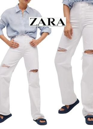 Высокие плотные джинсы палаццо, прямые плотные джинсы zara размер xs-s1 фото