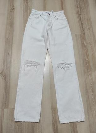 Высокие плотные джинсы палаццо, прямые плотные джинсы zara размер xs-s3 фото