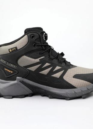 Стильные надежные мужские зимние влагостойкие ботинки на меху оливковые,с протектором, повседневные на зиму