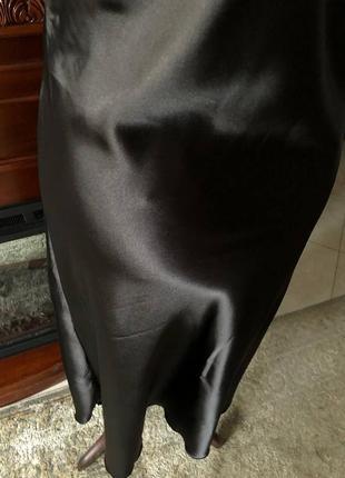 Плаття шовкове, у стилі білизни, чорне базове6 фото