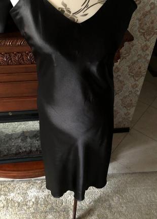 Плаття шовкове, у стилі білизни, чорне базове3 фото