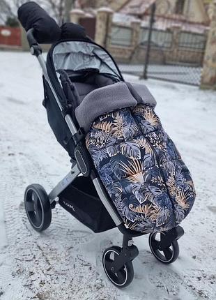 Конверт-трансформер для коляски happy way футмуф "престиж" 105х55 принт сірі джунглі