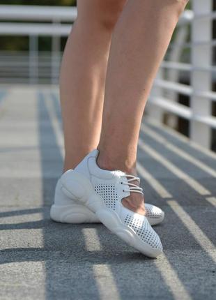 Легкі літні білі шкіряні кросівки р35-41 мокасини кеди балетки сліпони туфлі4 фото
