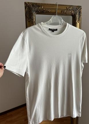 Белая хлопковая футболка michael kors modern fit