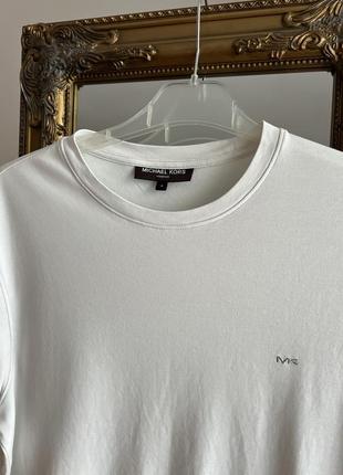 Белая хлопковая футболка michael kors modern fit3 фото