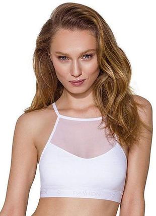Спортивный топ с прозрачной вставкой passion ps006 top white, size l 777store.com.ua