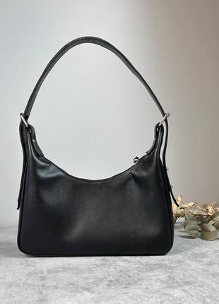 🖤 кожаная сумка багет черная натуральная кожа гладкая3 фото