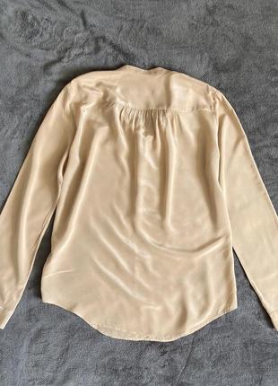 Блуза з натурального шовку бежева вільна широка6 фото