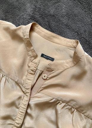 Блуза з натурального шовку бежева вільна широка3 фото