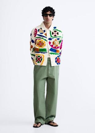 Хлопковая куртка с цветами мужская zara new3 фото
