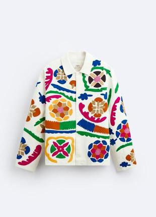 Хлопковая куртка с цветами мужская zara new7 фото