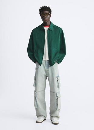 Хлопковая куртка зеленая с вышивкой zara new1 фото